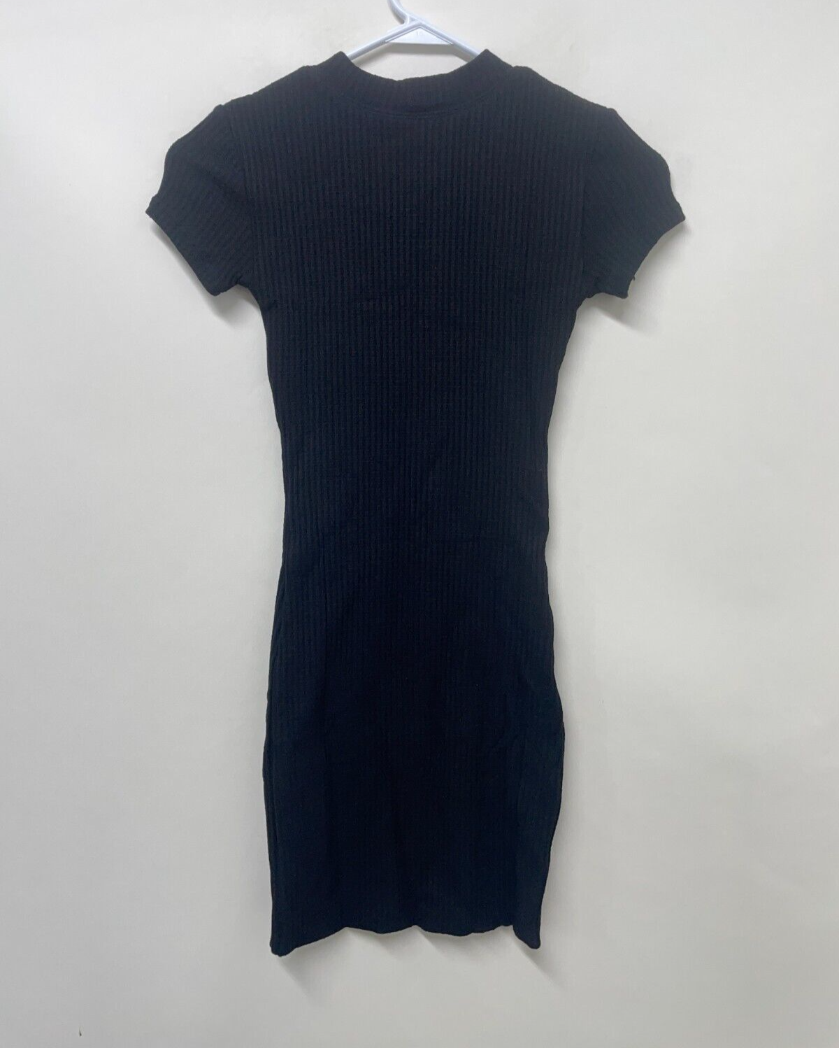Staple & Hue Women's S Maya Mini Dress Black Waffle Knit Form Fitting Basics NWT