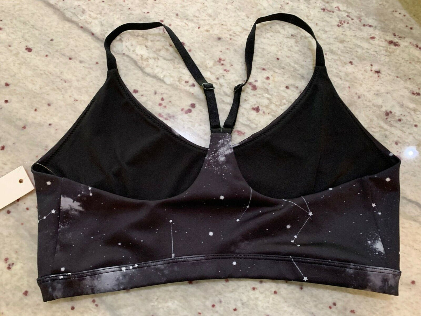Good American Womens Constellation Celestial Black Sports Bra Barely There Scoop