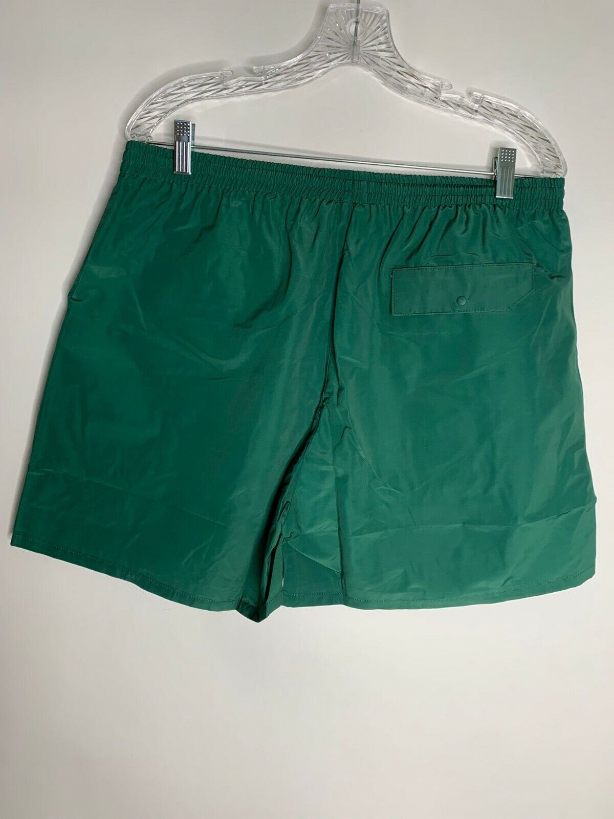 Dumbgood Mens XL Green Lined Jurassic Park Swim Trunks Swimsuit Logo Teal Shorts
