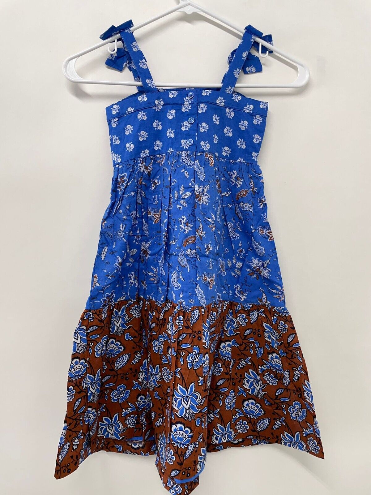 Janie & Jack Girls 4 Mixed Paisley Floral Maxi Dress Sleeveless Bow Blue Monday