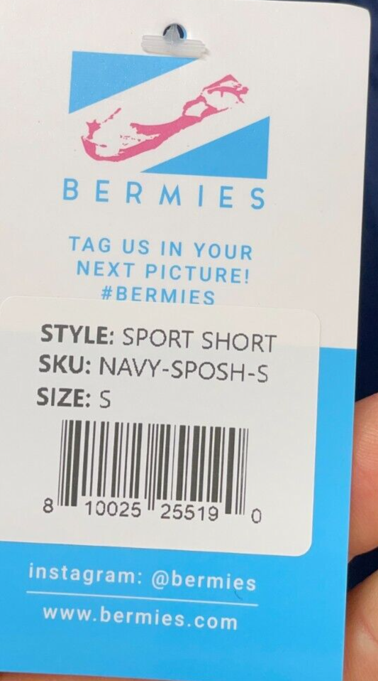 Bermies Mens S Miami Performance & Training Sport Shorts Navy Blue Drawstring