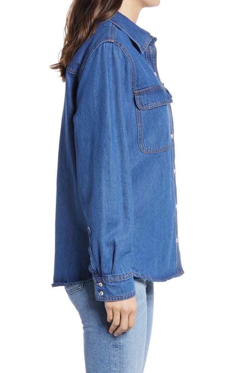 Treasure & Bond Womens XXS Blue Denim Jean Shirt Jacket Button Down Nordstrom