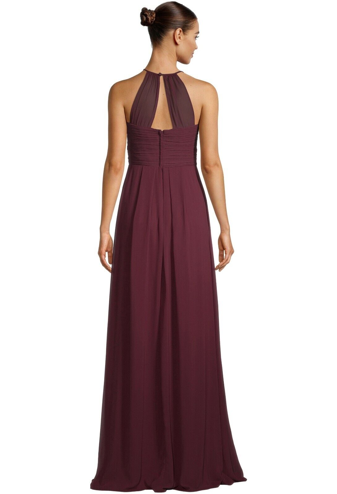 Levkoff Womens 6 Wine Halter Chiffon A-Line Gown Dress Maxi Bridal Amanda