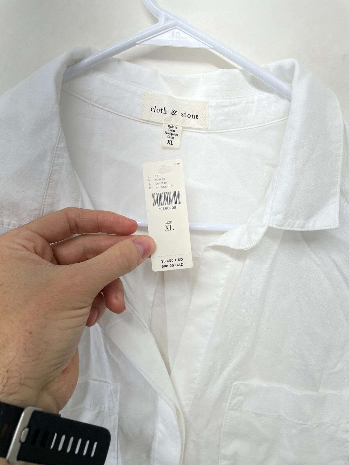 Cloth & Stone Women's XL Sleeveless Hipster Top White Button-Down anthropologie