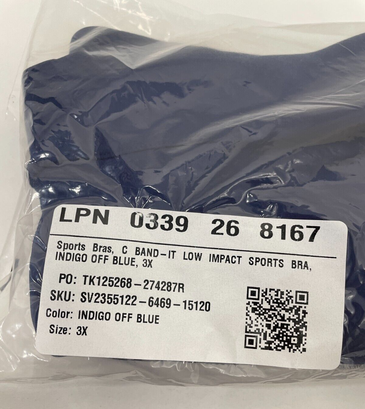 Savage X Fenty Women's Plus 3X Band-It Low-Impact Sports Bra Indigo Off Blue NWT