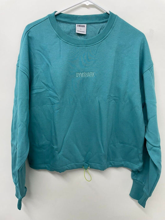 Gymshark Womens L Pulse Pullover Sweatshirt Gym Teal Blue Crewneck