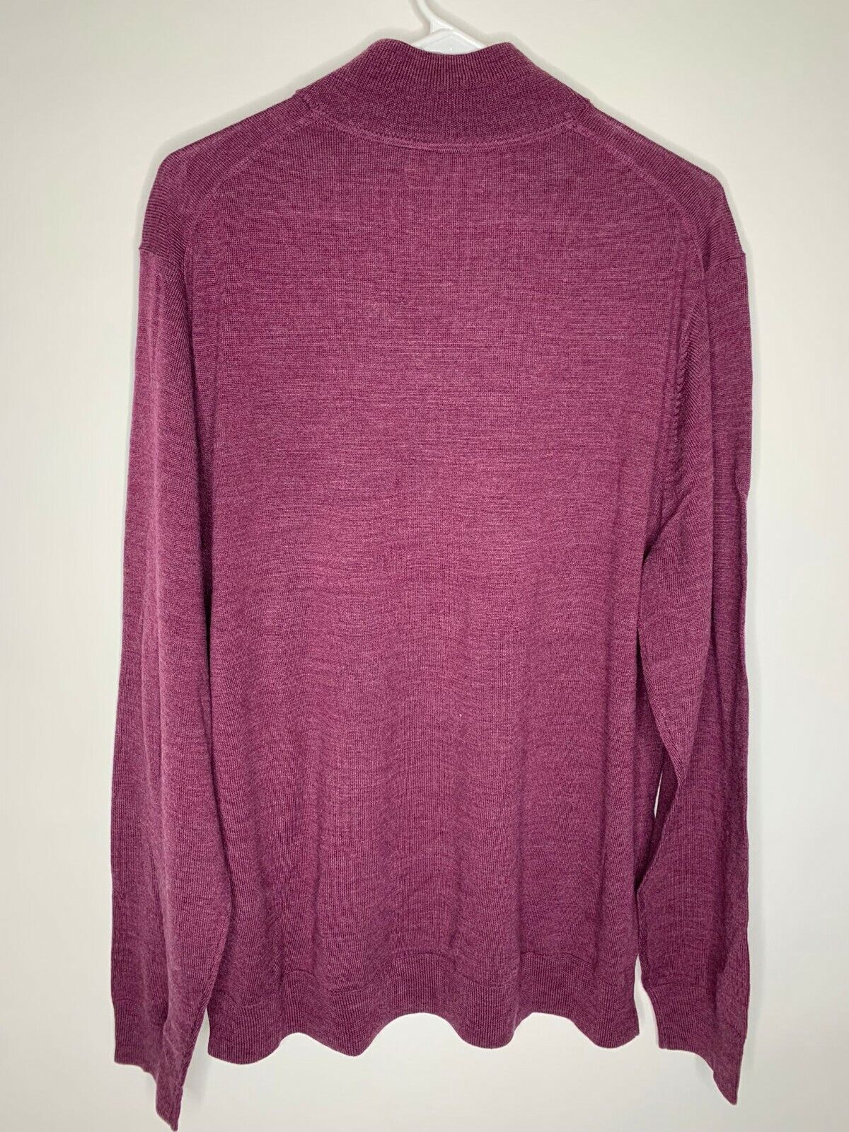 Goodthreads Mens XL Plum Quarter Zip Sweater Pullover Merino Wool Burgundy