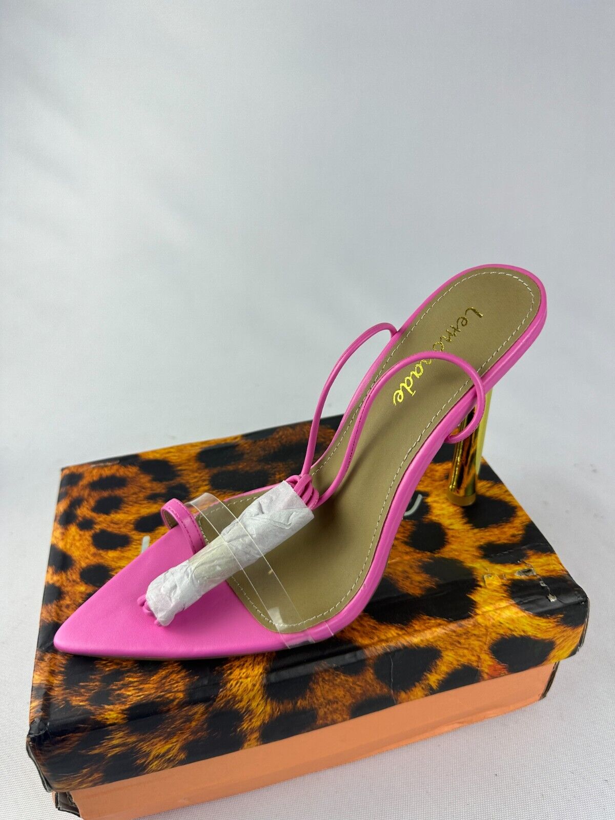 Lemonade Womens 7.5 Kamali Pink Perspex Strap Lace Up Point Toe Heels Barbiecore