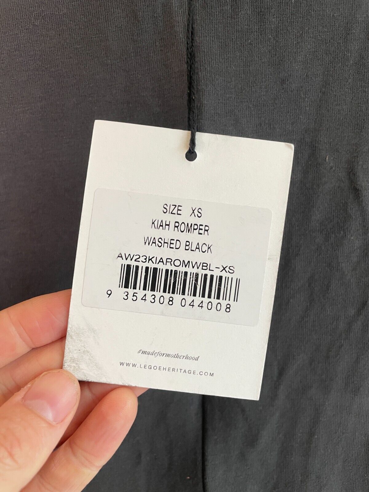 LEGOE Womens XS Maternity Kiah Romper Jumpsuit Washed Black Zip Up Short Sleeve