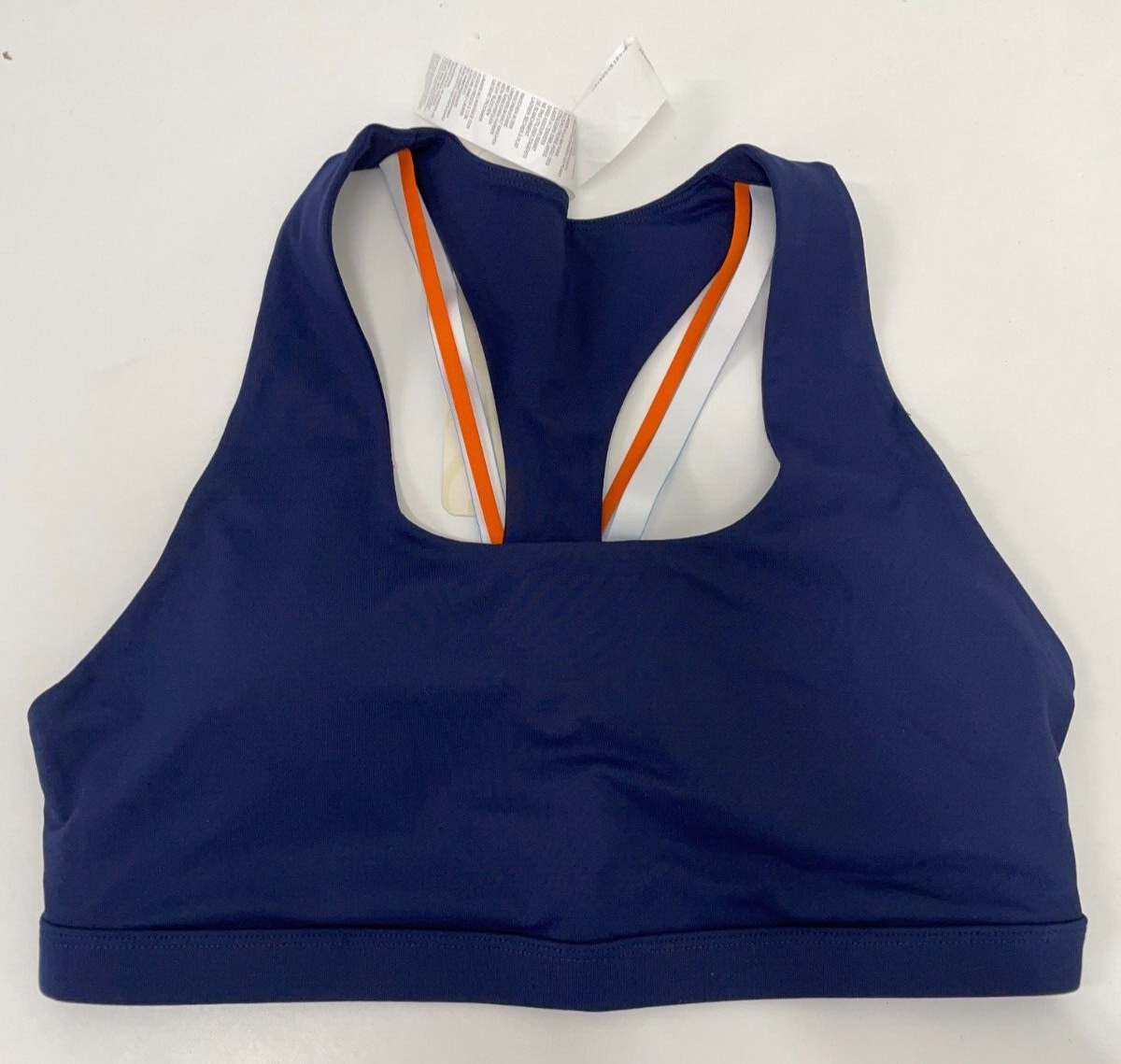Fabletics Womens L Boost Medium Impact Sports Bra Deep Navy/Multi Removable Cups
