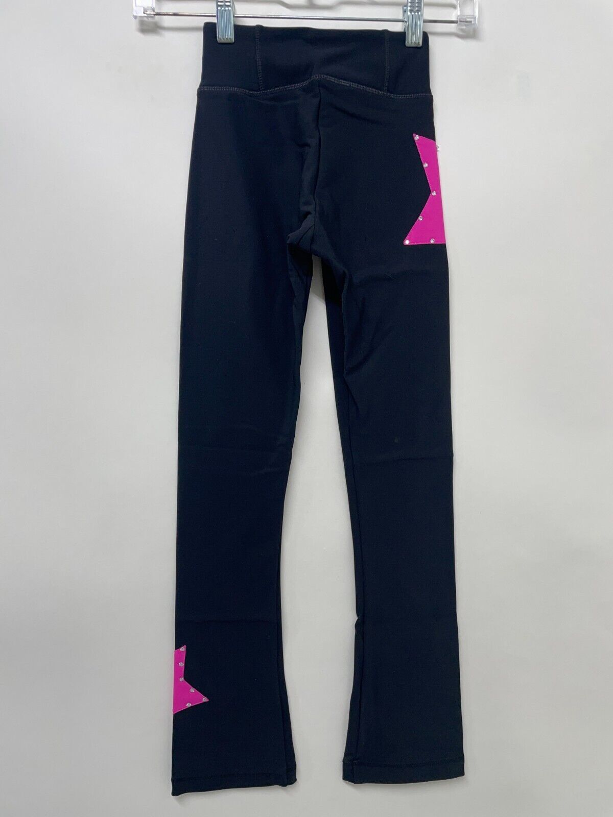 IceDress Girls CXL Figure Skating Pants Star Black with Pink Techno-Fabric NWT
