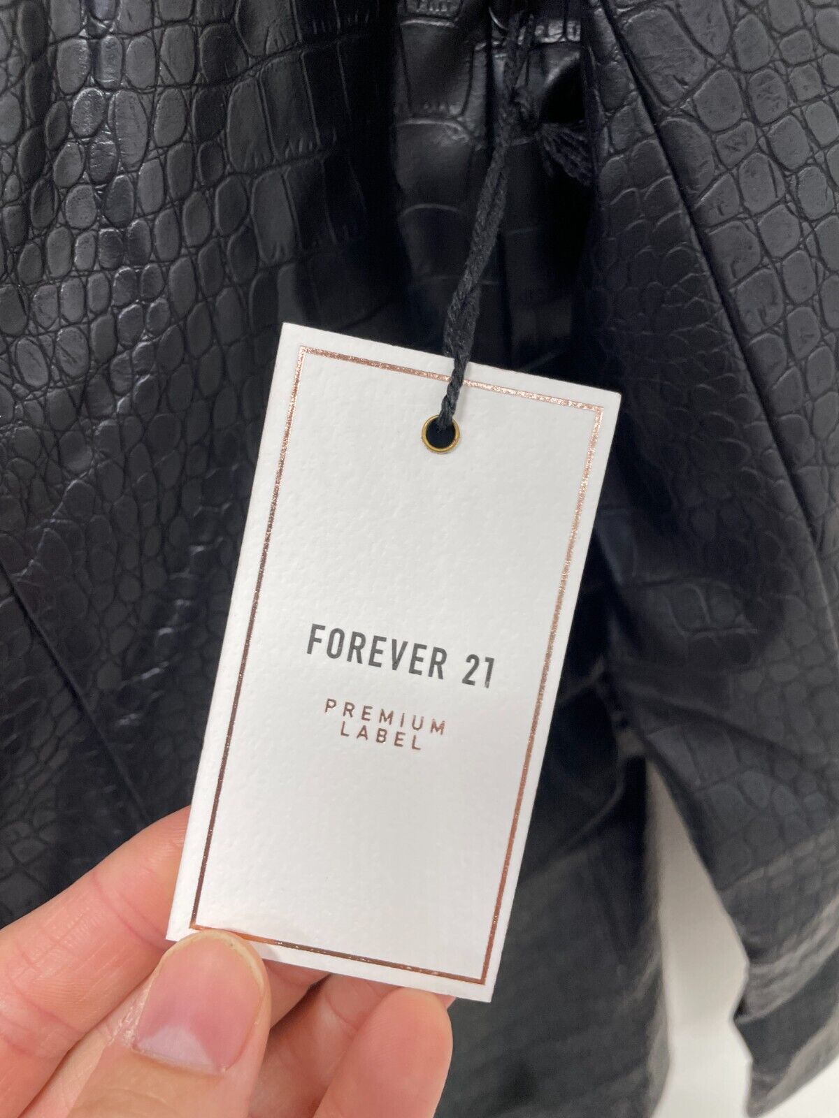 Forever 21 Womens XS Faux Leather Double-Breasted Embossed Blazer Jacket Black