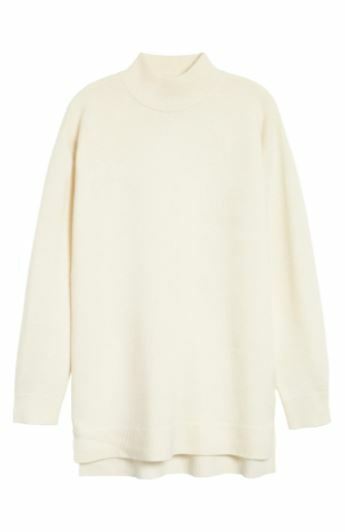 Halogen Womens XS Ivory Cloud Wool & Cashmere Turtleneck Sweater Tunic Mock Neck