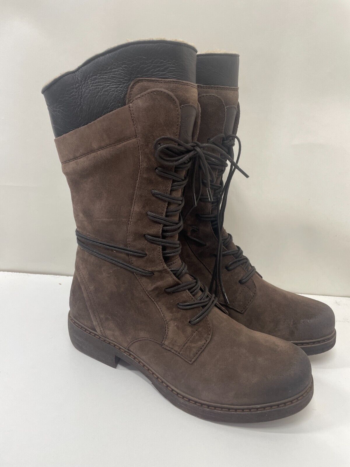 Celtic & Co. Women's EU 39/US 8 Woodsman Boots Brown Leather Shearling Zip NEW