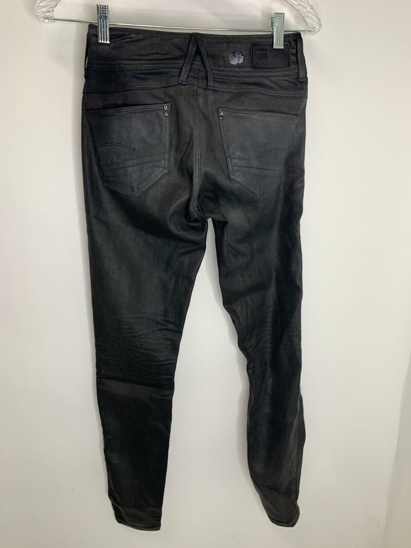 Raw G-Star Womens 25 3d Dark Aged Black Lynn Mid Waist Skinny Jeans Denim Wax