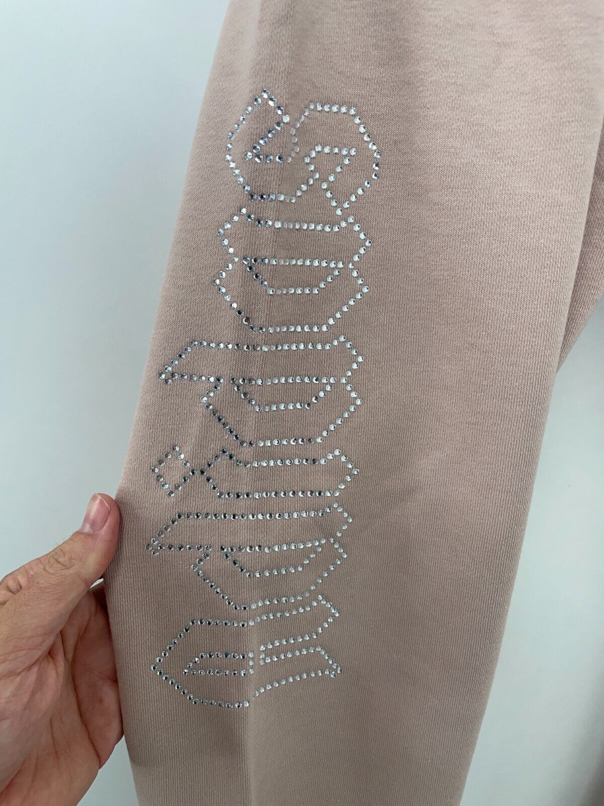 Adidas Originals Womens M Open Hem Track Pants Ash Pearl Rhinestone HF6770 Pink