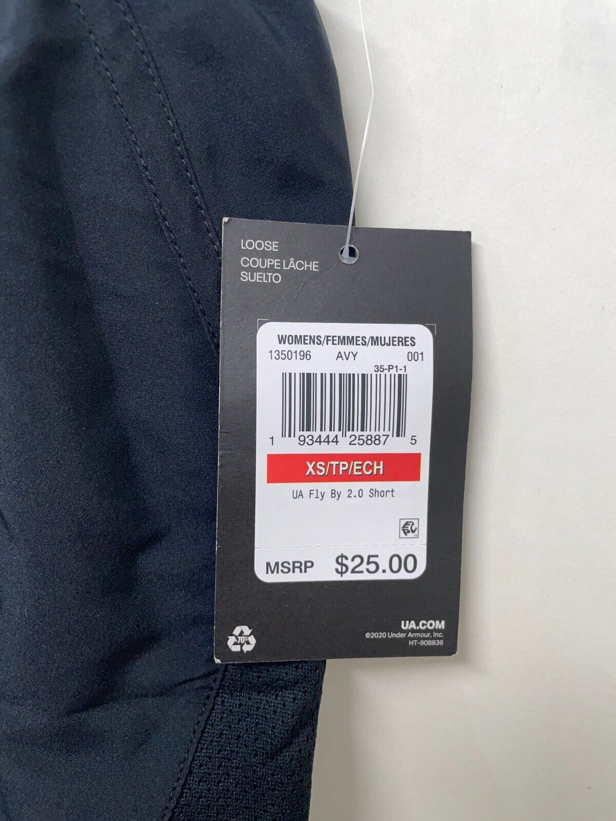 Under Armour Womens XS UA Fly By 2.0 Shorts Black Mesh Panels Athletic 1350196