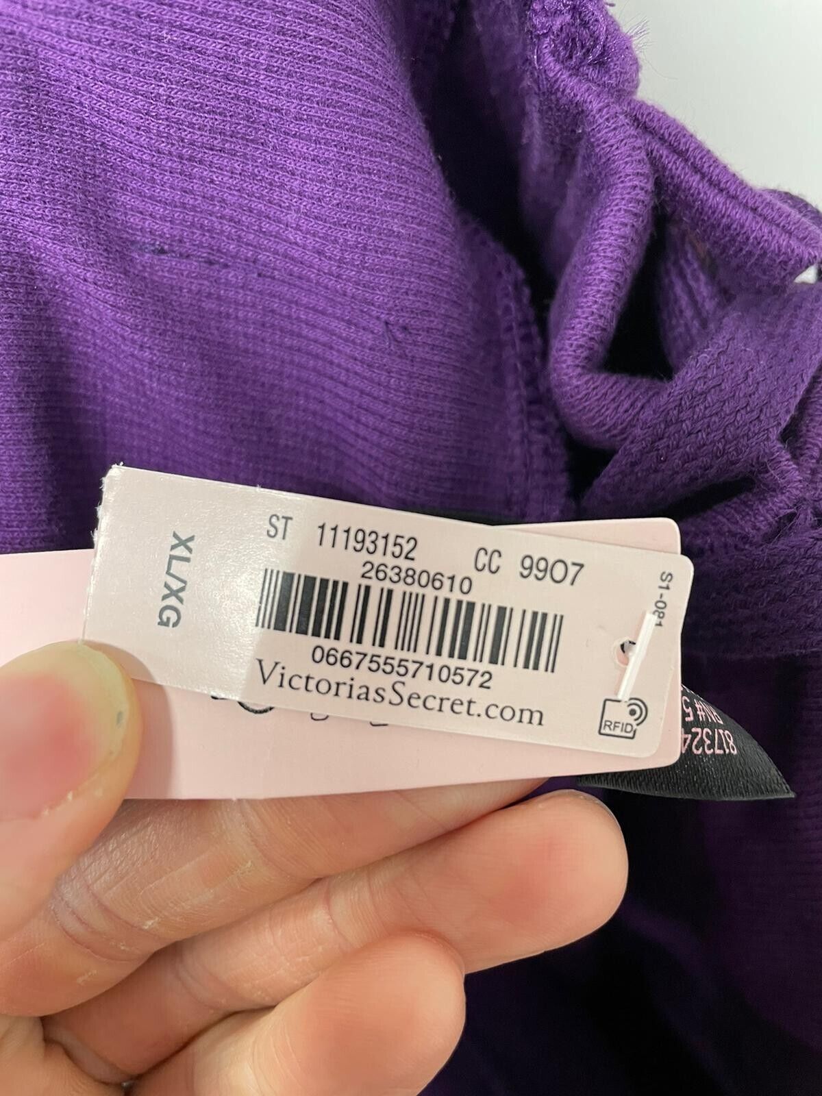 Victoria's Secret Women XL Cotton Fleece Lace-Up Jogger Purple Sweatpant Relaxed