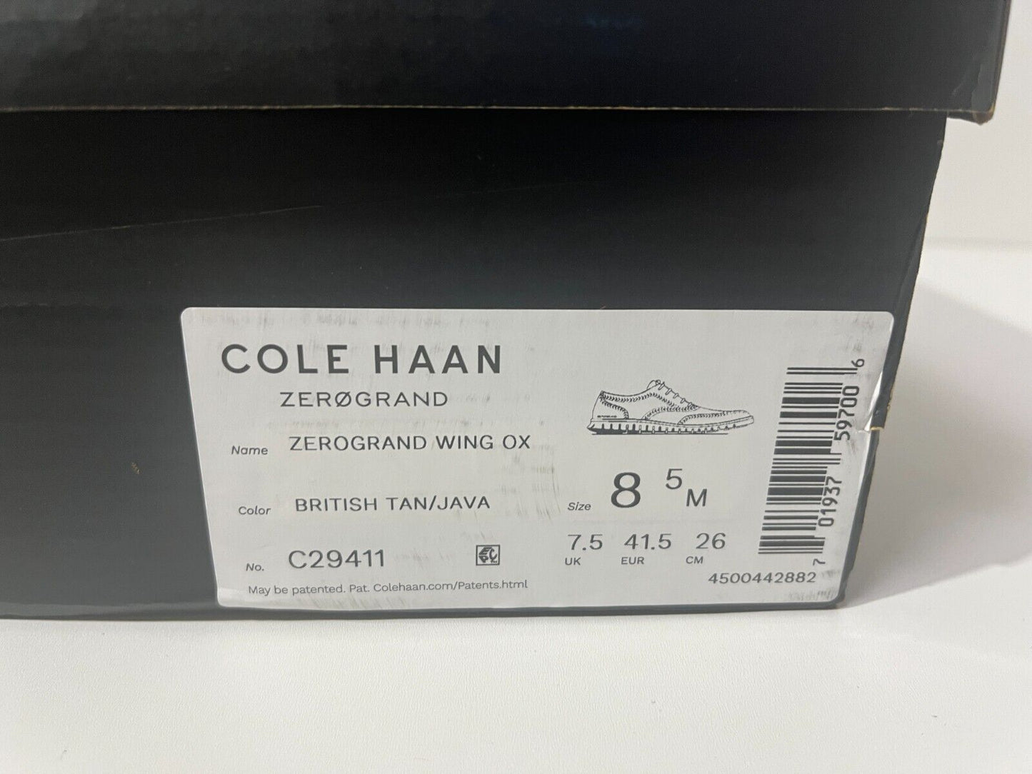 Cole Haan Men's 8.5 ZeroGrand Wingtip Oxfords Shoes British Tan/Java C29411