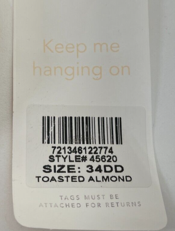 Lively Womens 34DD The No-Wire Push Up Bra Toasted Almond Mesh Back 45620