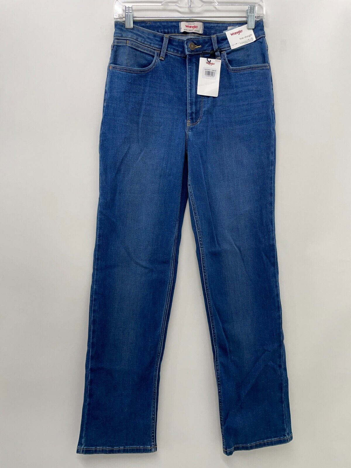 Wrangler Womens 6/28 High Rise True Straight Leg Jeans Hudson Medium Wash Denim