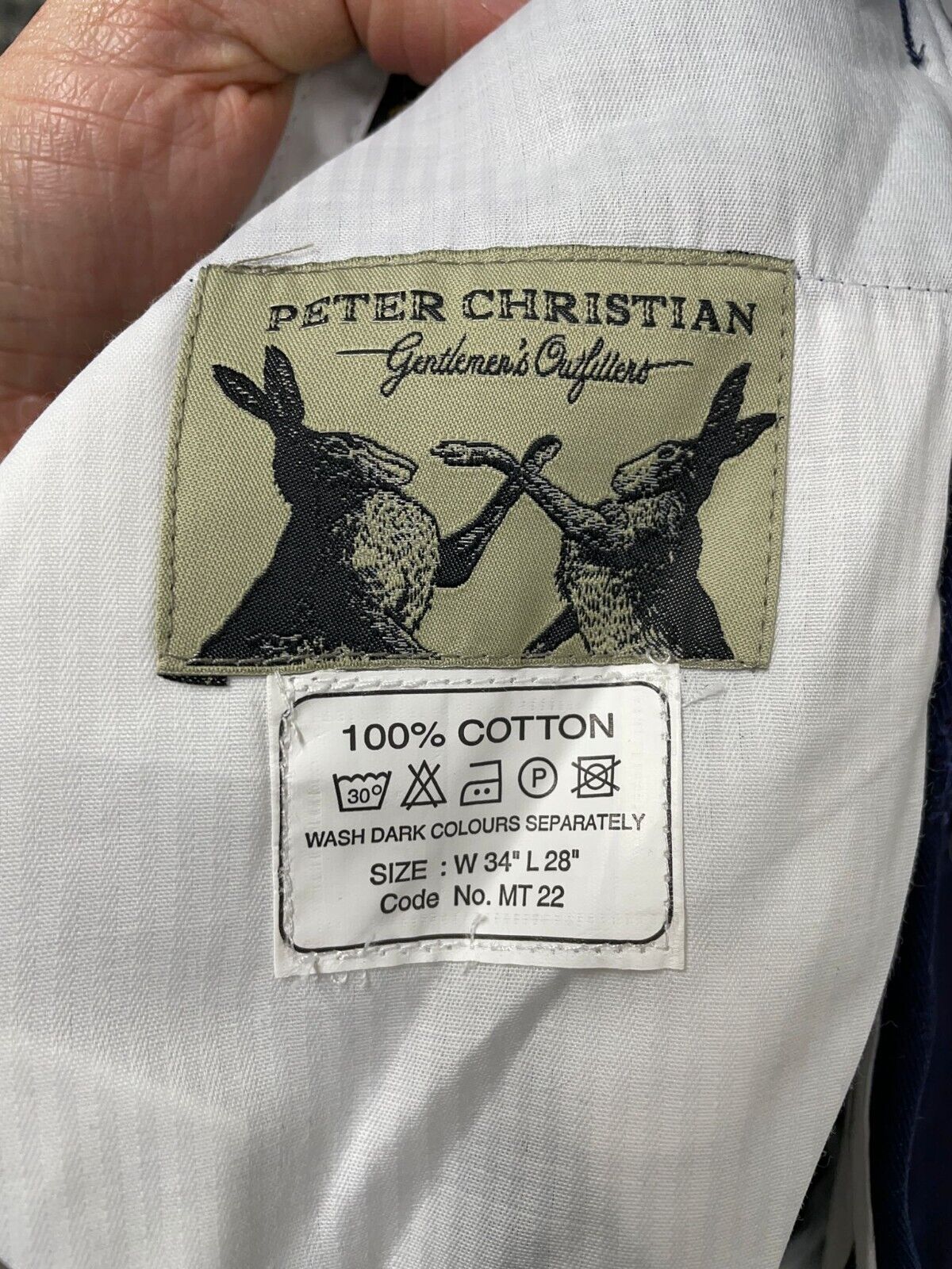 Peter Christian Mens 34x28 Flat Front Chinos Khaki Pants Navy Blue