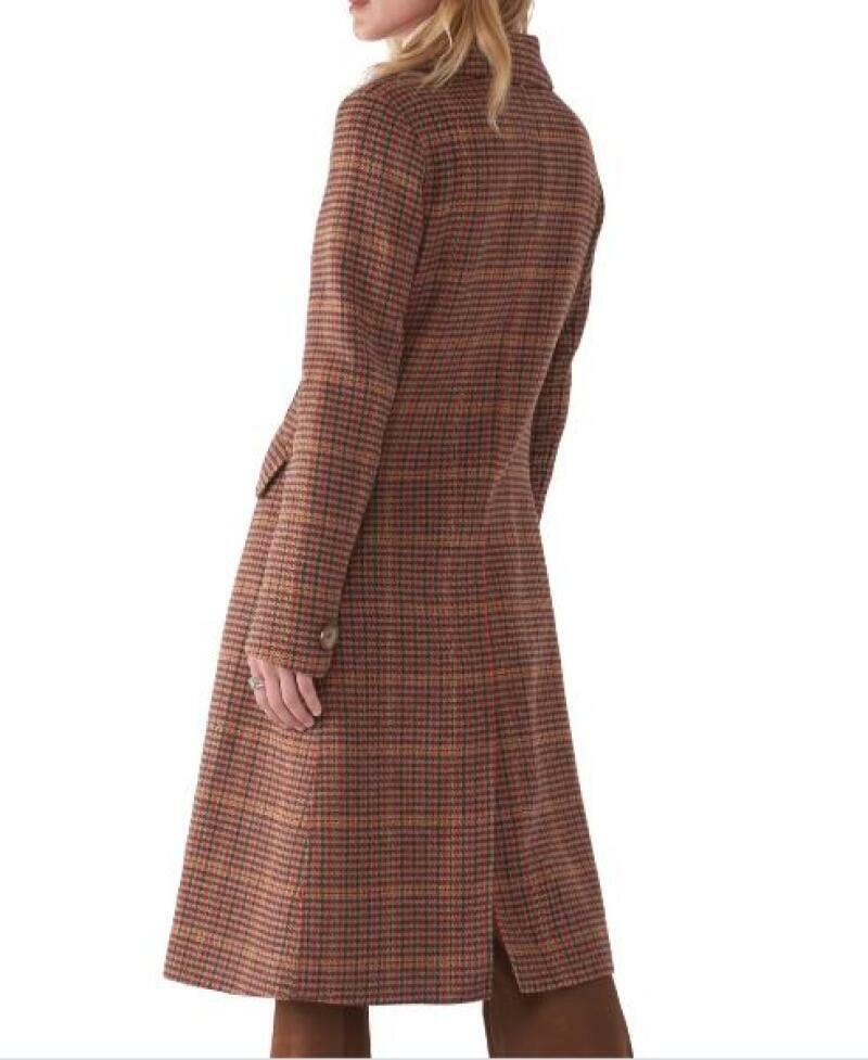 Sosken Womens 4 Multicolor Jimi Houndstooth Flare Coat Overcoat Trench Jacket