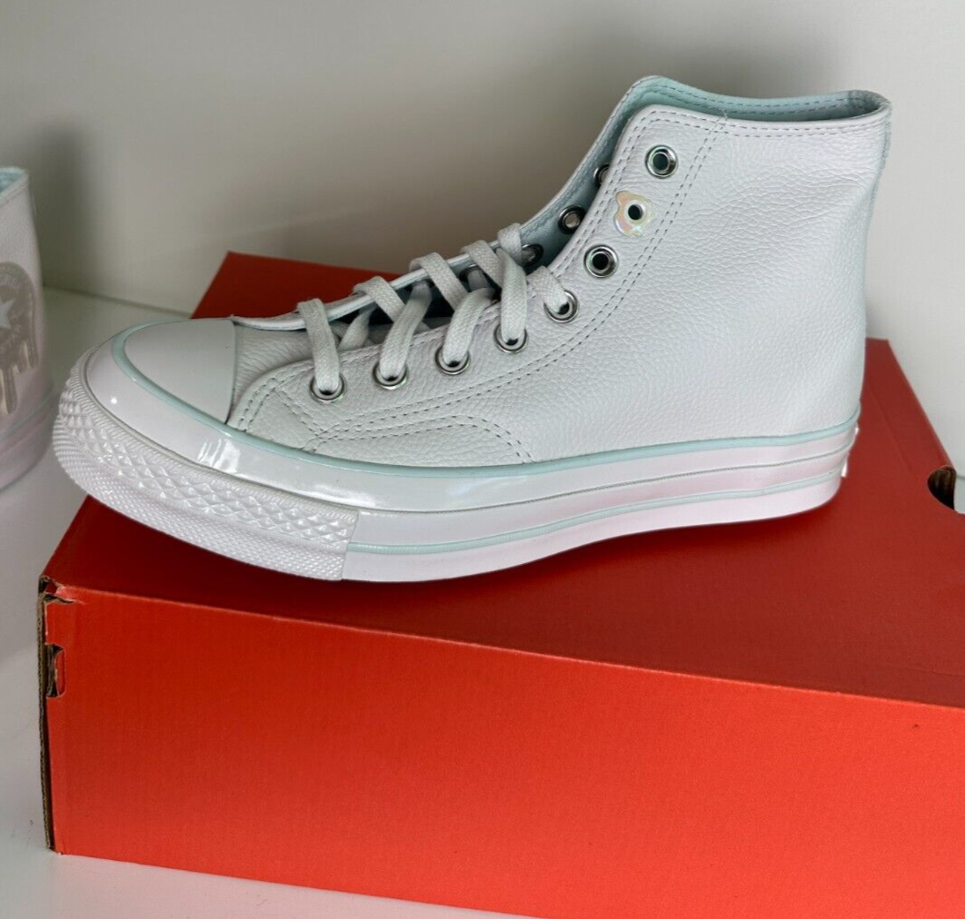 Converse Womens 8.5 Chuck 70 High White Out Leather Casual Sneaker Shoes A05024C