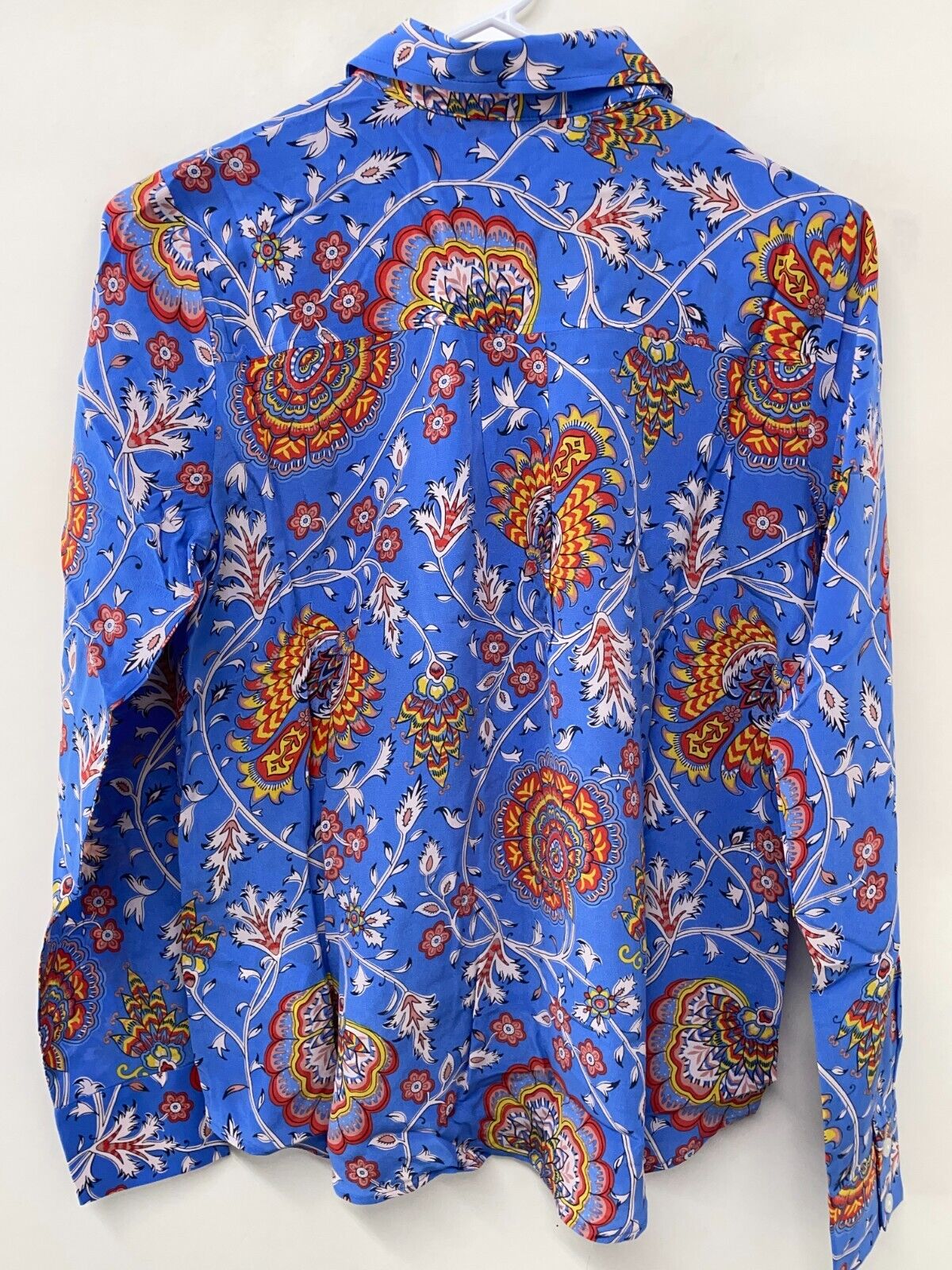 Boden Womens 4R Sienna Silk Button Up Shirt Blue Paisley Print T1468 MBL