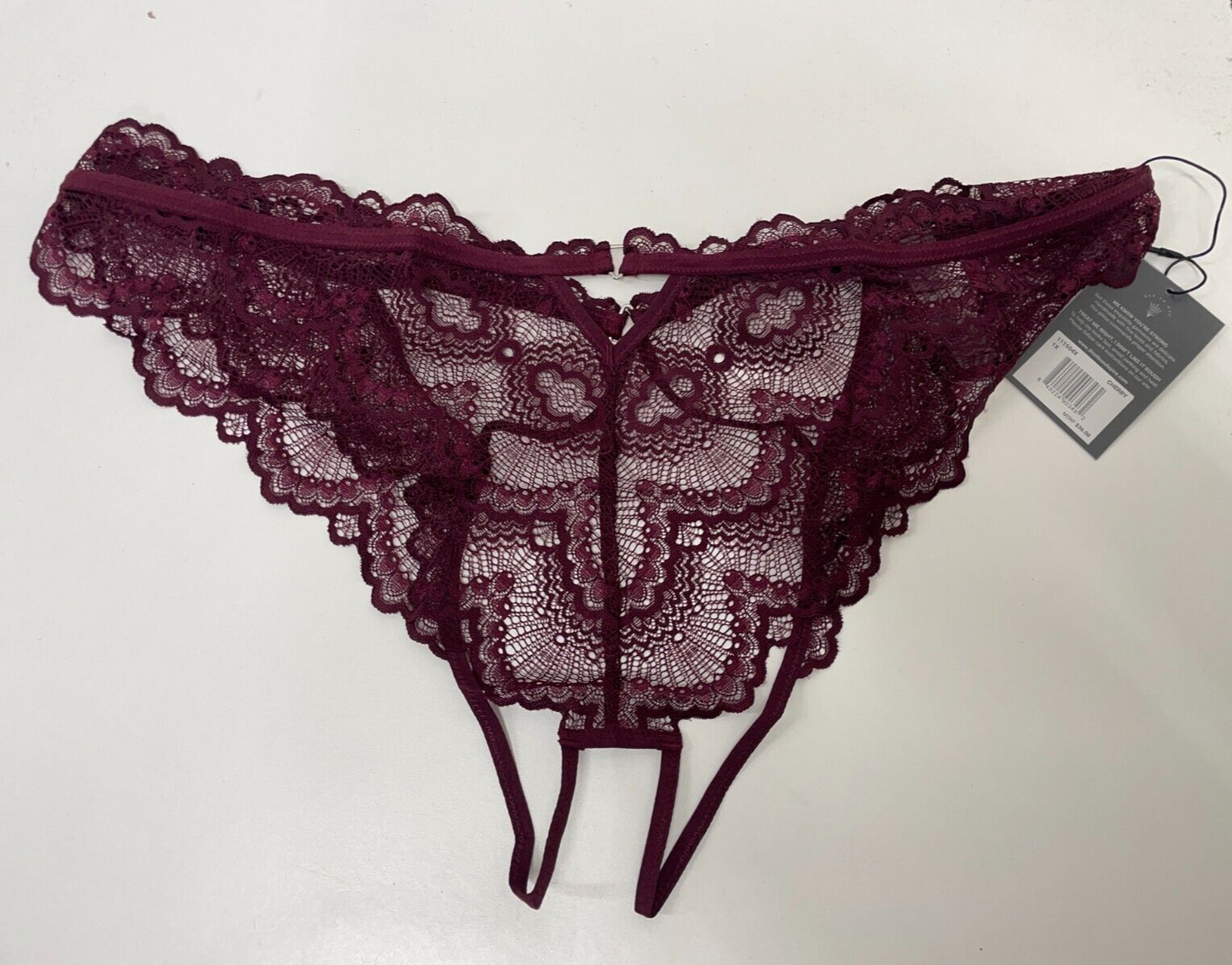 Thistle & Spire Womens 1X Lot of 3 Kane Cutout Thong, Panty & Garter Cherry
