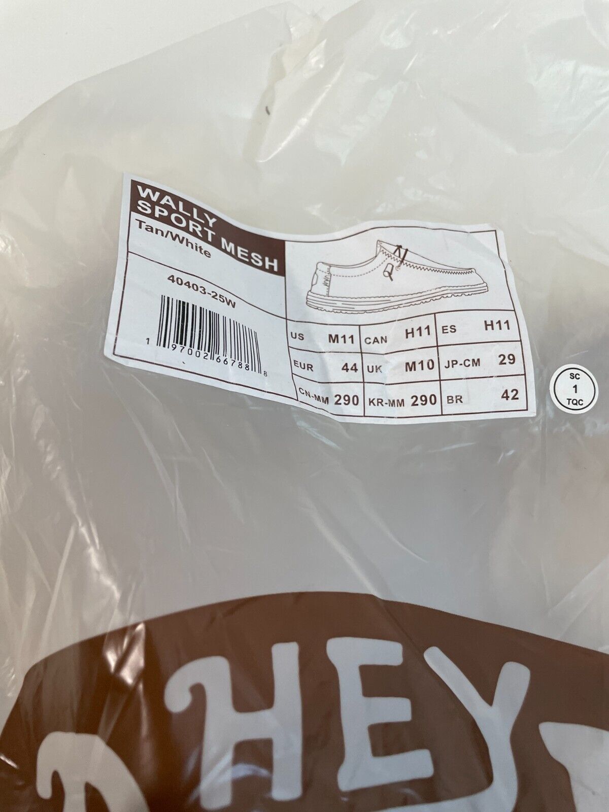 Hey Dude Men's 11 Wally Sport Mesh Casual Slip On Shoes Tan/White 40403-25W