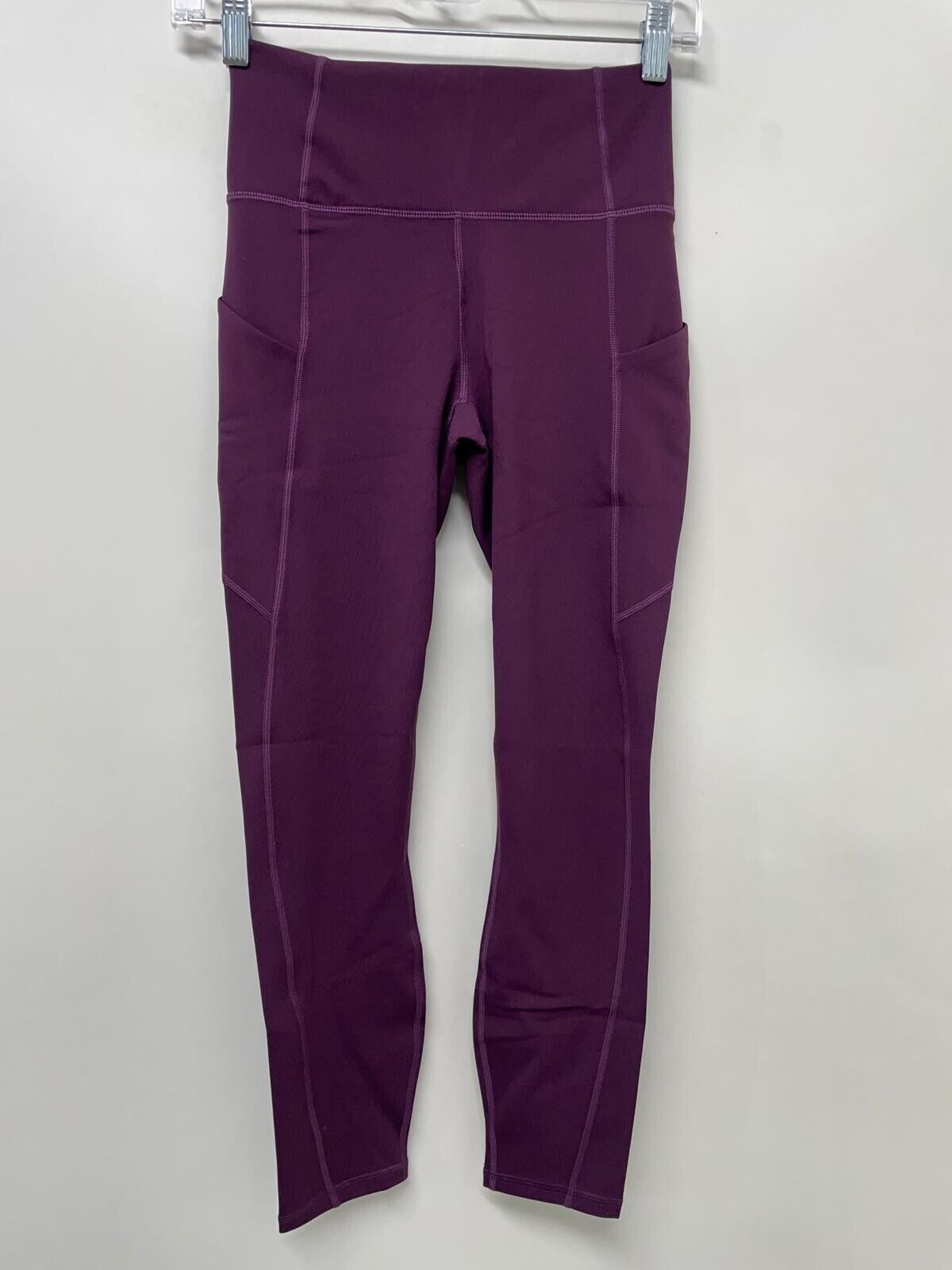 Fabletics Womens XS Oasis PureLuxe High-Waisted 7/8 Legging Burgundy Pockets NWT