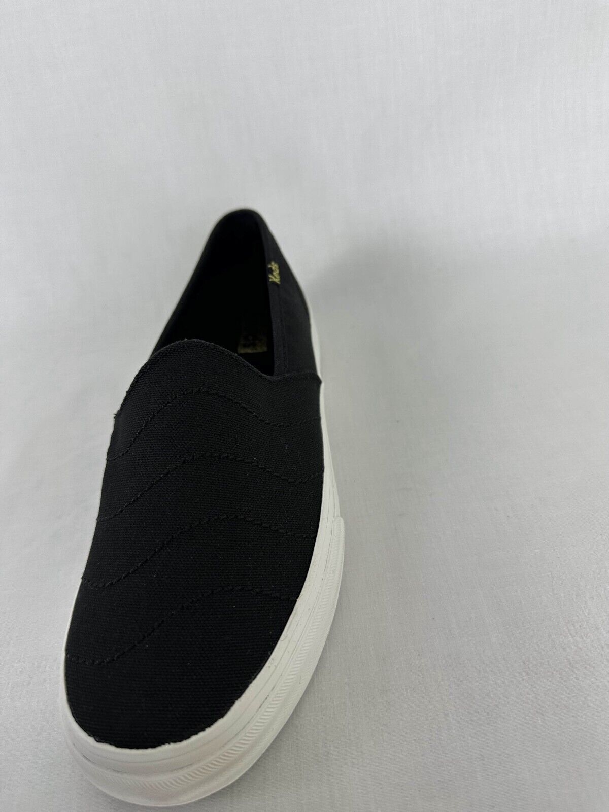 Keds Womens 7.5 Double Decker Wave Canvas Sneakers Black Slip On Low Top WF66526