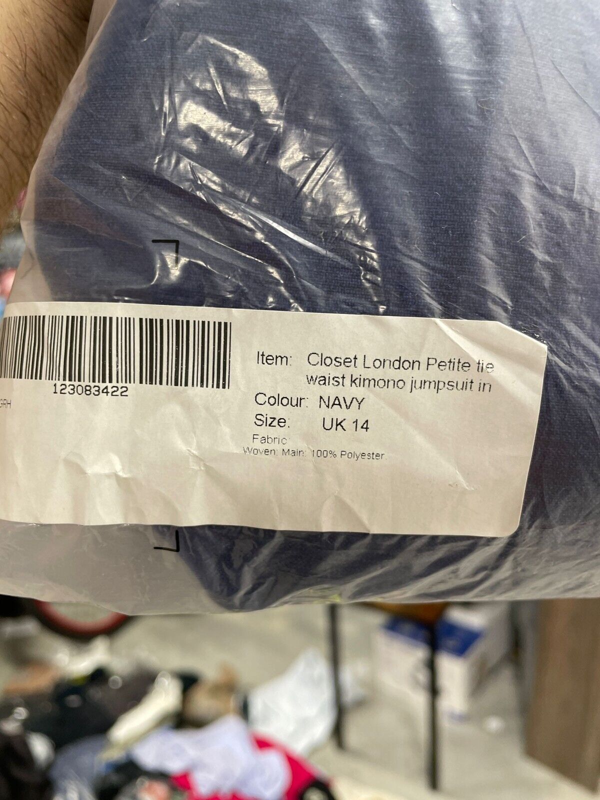 Closet London Womens ASOS Petite Crossover Tie Waist Kimono Jumpsuit Navy