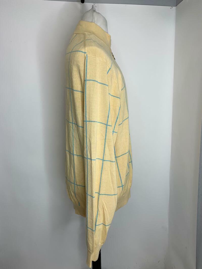 Peter Millar Men XL Yellow Silk Cashmere Southern Hills Golf Quarter Zip Sweater