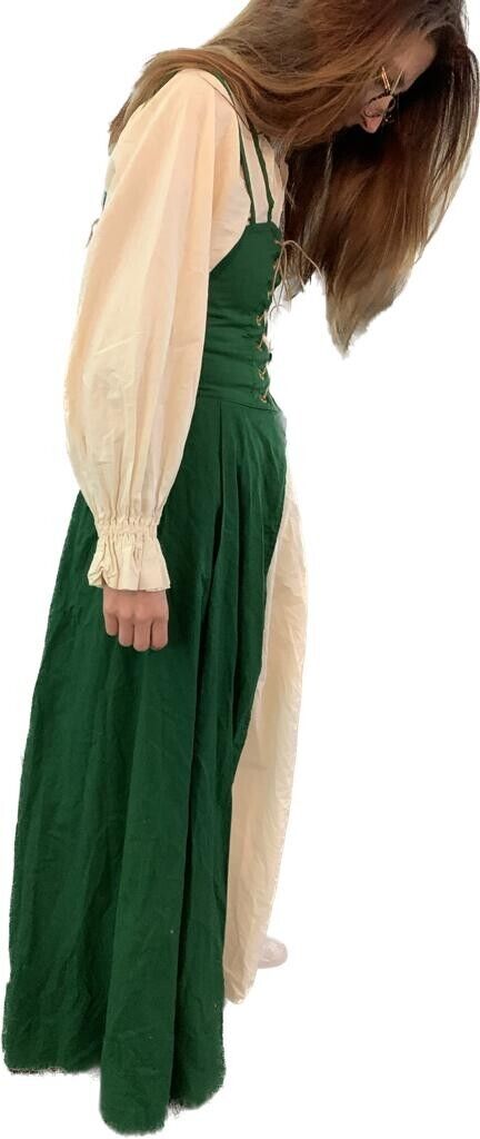 Medieval Faire Magic Myst Womens S Wench Costume Renaissance Peasant Green Dress