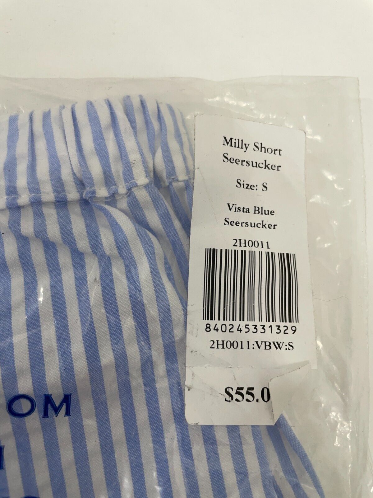 Classic Prep Girls S Milly Short Vista Blue Seersucker Stripe Ruffle Trim Pocket