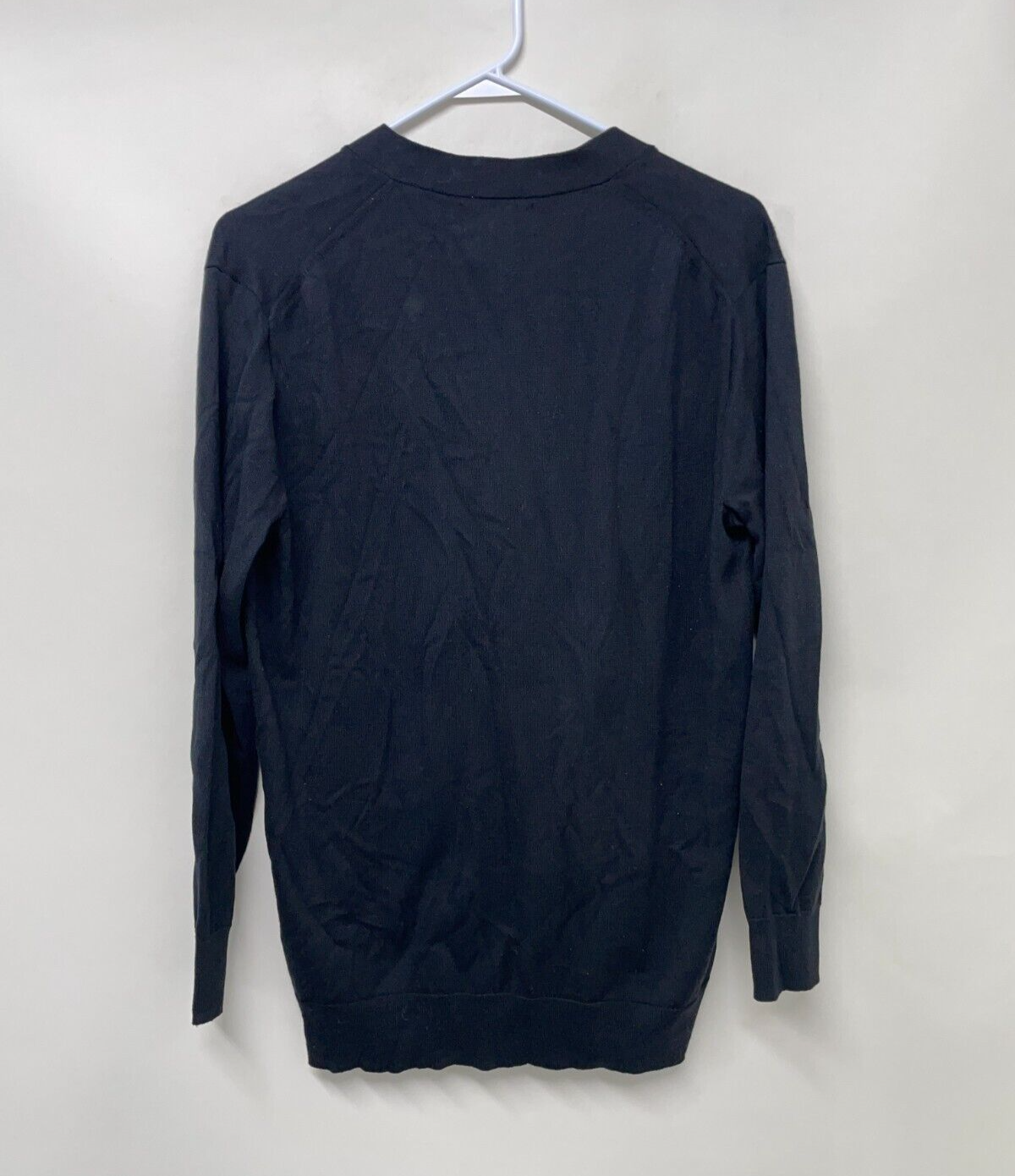 J. Crew Womens S V-Neck Boyfriend Cardigan Sweater Black Cotton Button Up M3975