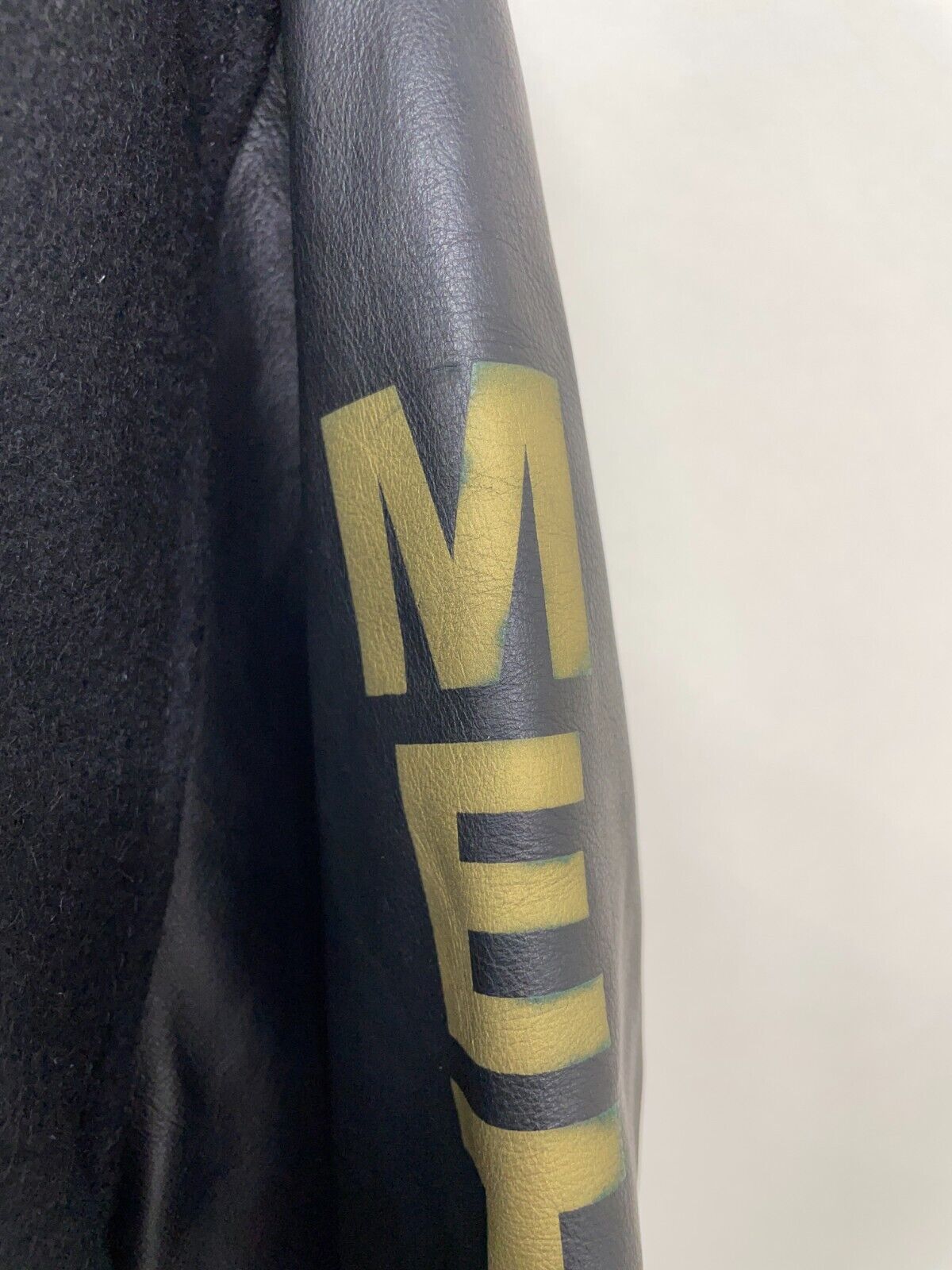 Heavy Metal FAKK2 The Movie Mens L Jacket VTG Black Leather Sleeve Varsity