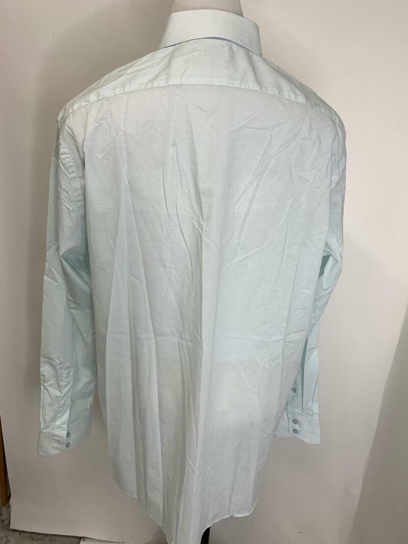 Core Control Comfort C3 Mens 2XL Light Blue Grid Check Button Down Dress Shirt