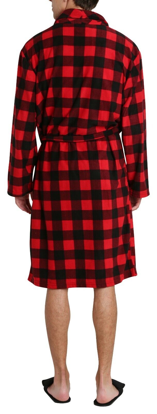 Sleep Hero Mens L/XL Buffalo Check Plaid Robe & Slipper Pajama Bath Set