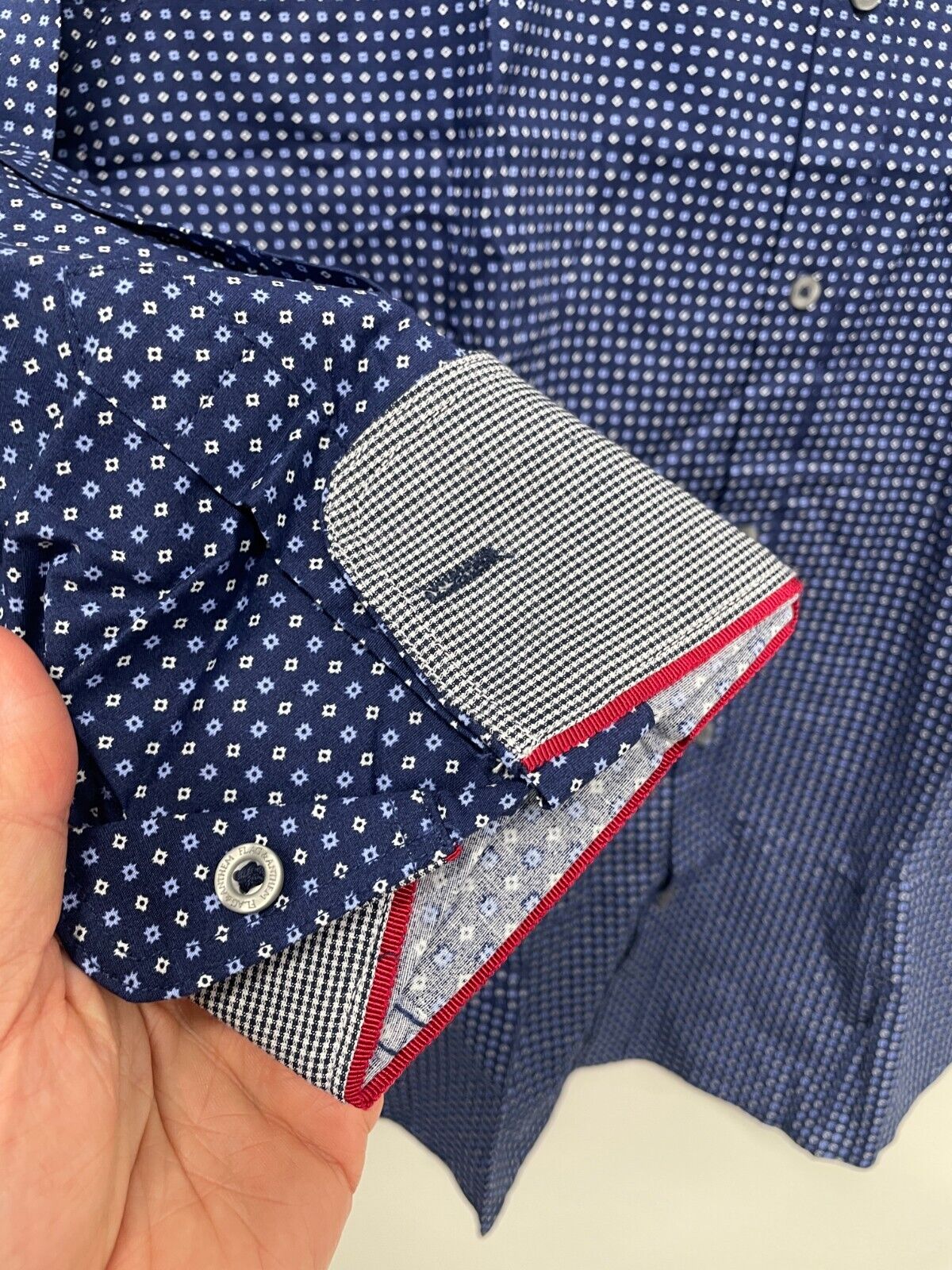 Flag & Anthem Mens XXL Winton Long Sleeve Dot Slub Shirt Navy Regular-Fit NWT