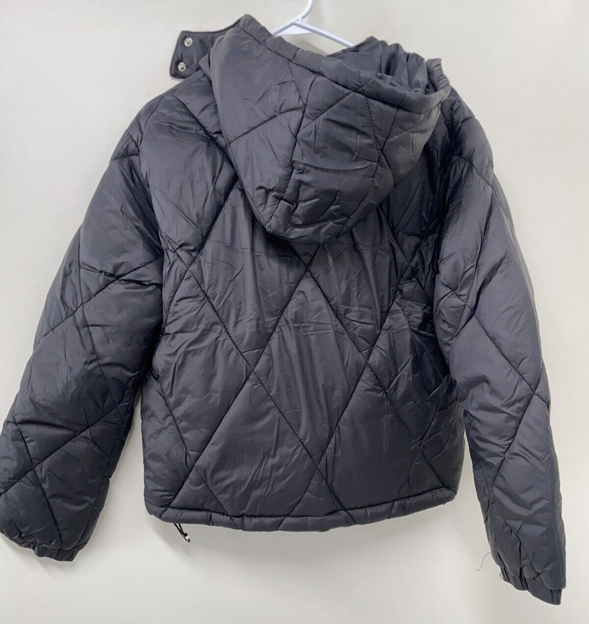 Pretty Little Thing Womens 8 Diamond Quilted Hooded Puffer Jacket Black Nylon