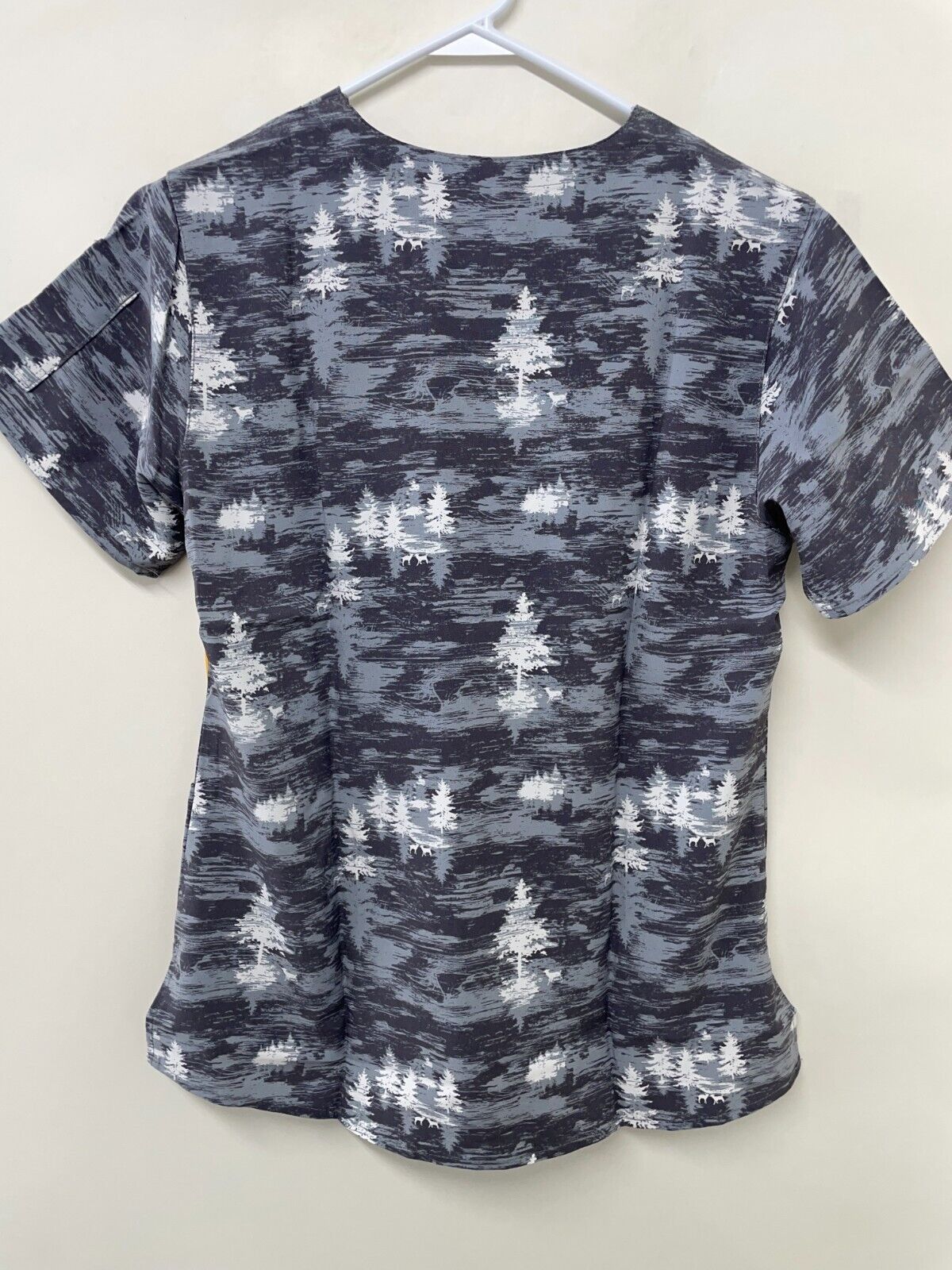 Carhartt Womens S Force Cross-Flex V-Neck Print Scrub Top Pewter Gray C12114A