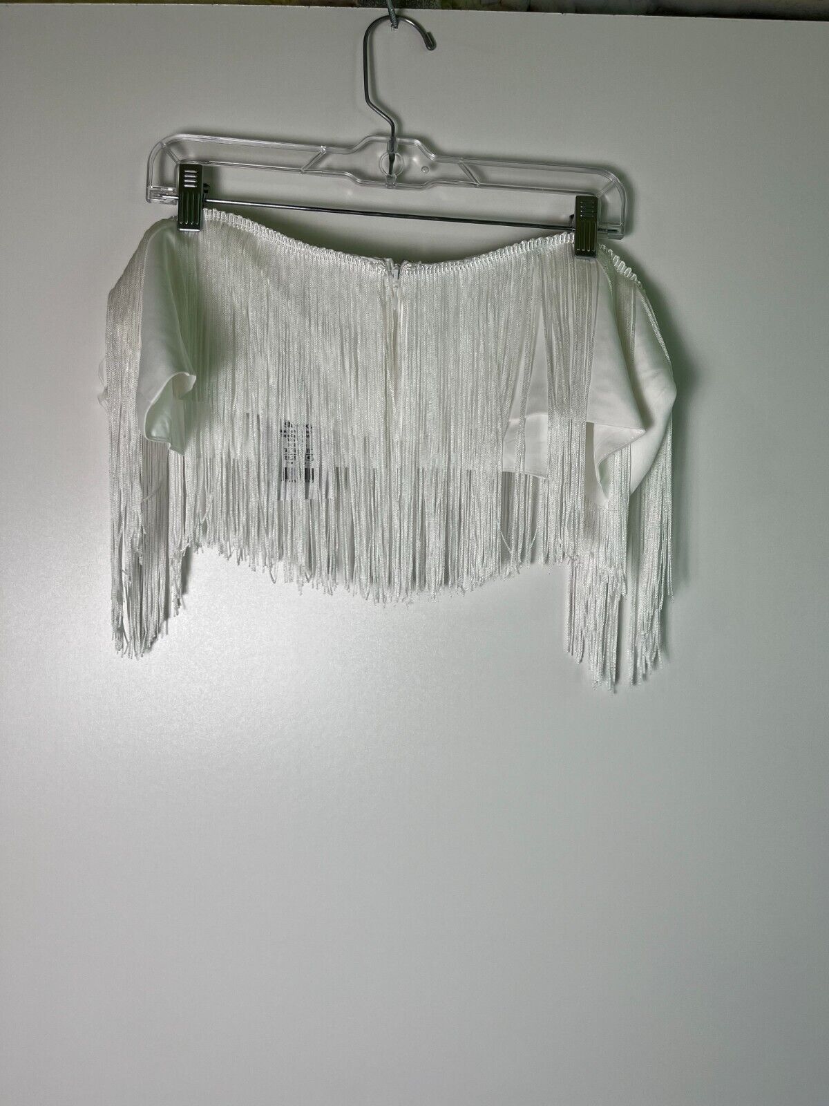 ShowPo Women's 16 Amalee Two-Piece Fringe Strapless Cop Top Midi Skirt Set White