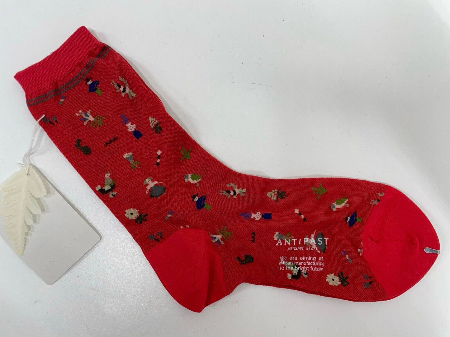 Antipast Women’s Adult AM-746 Printed Crew Socks Red Neat Tidy