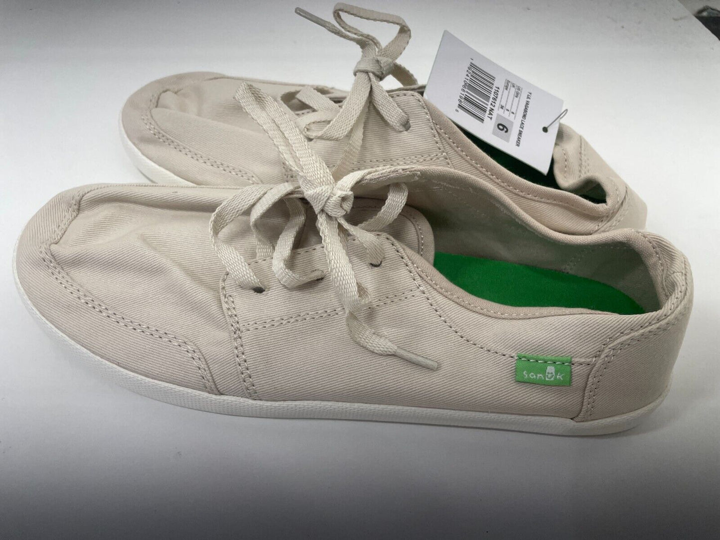 Sanuk Girls 6 Lil Vagabond Lace Twill Sneaker Natural Beige Casual Shoes 1107612