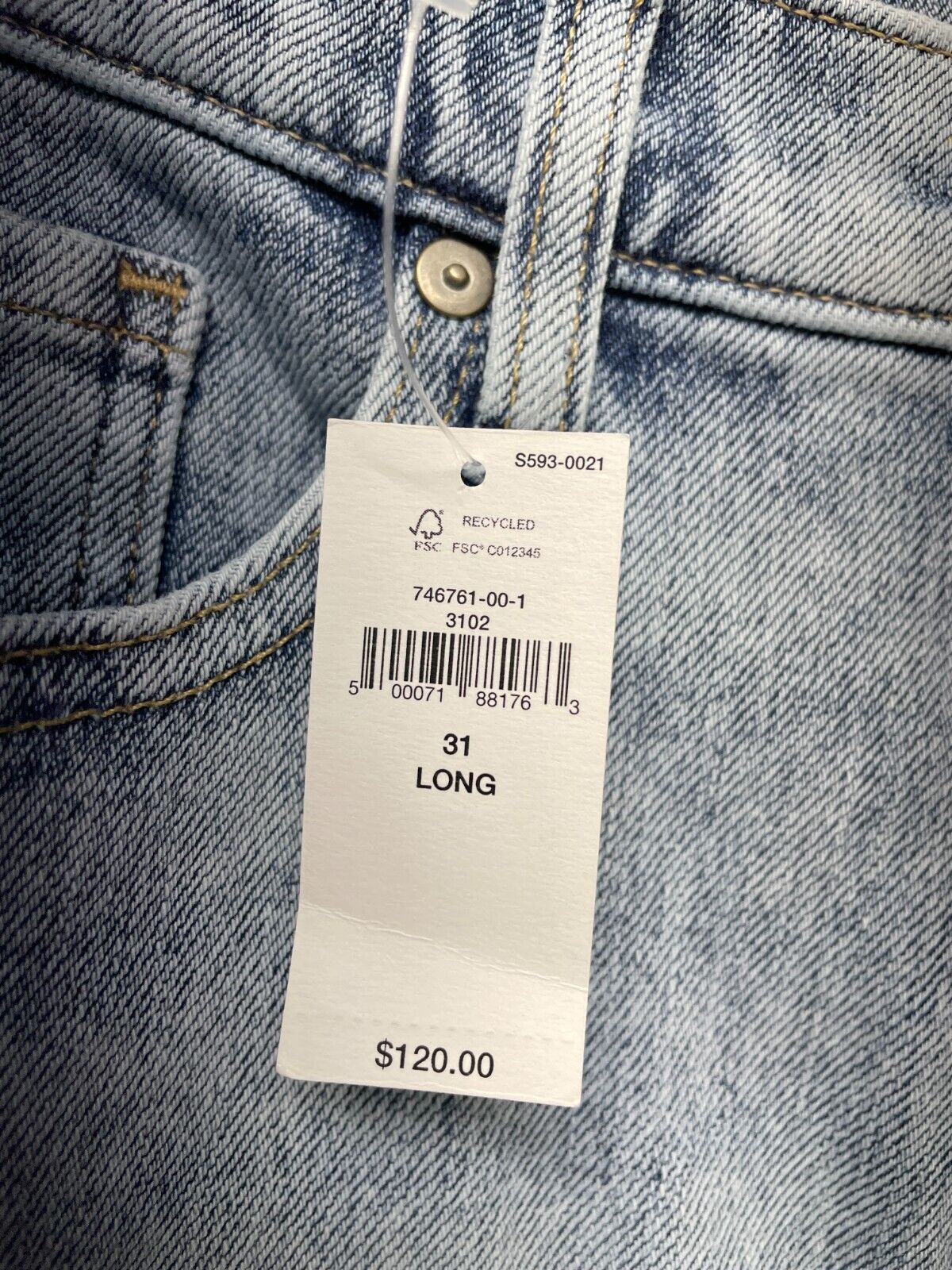 Banana Republic Women's 31 Long The Slim Jean Light Stone Wash Blue Stretch NWT