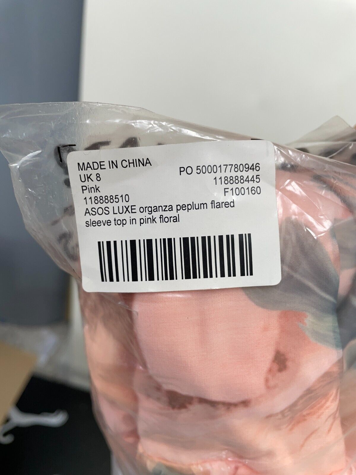 Asos Luxe Womens 4 2 Organza Peplum Flared Sleeve Floral Top Pink 118888445