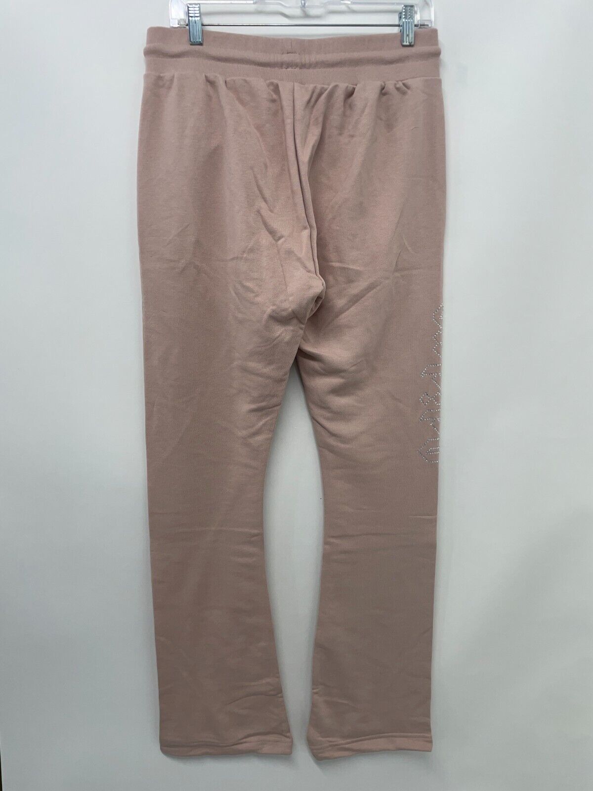 Adidas Originals Womens M Open Hem Track Pants Ash Pearl Rhinestone HF6770 Pink